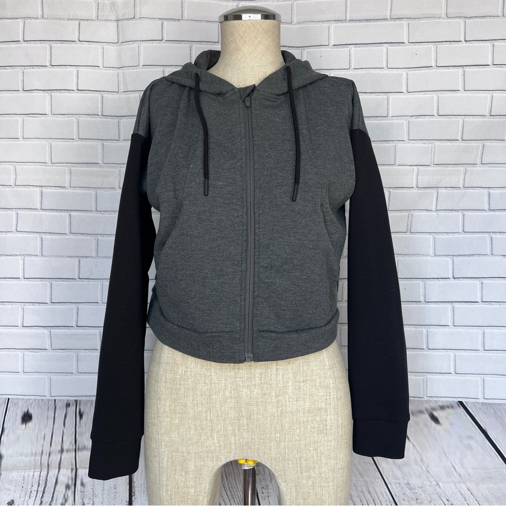 Gymshark Gray Cropped Hoodie 2 Toned Zip Up Women's Size Small